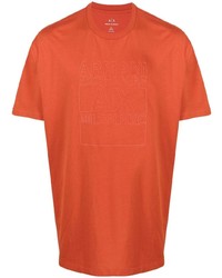Мужская оранжевая футболка с круглым вырезом с принтом от Armani Exchange