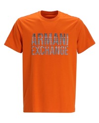 Мужская оранжевая футболка с круглым вырезом с принтом от Armani Exchange