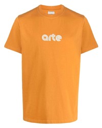 Мужская оранжевая футболка с круглым вырезом с принтом от ARTE