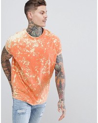 Мужская оранжевая футболка с круглым вырезом с принтом от ASOS DESIGN