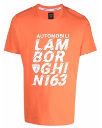 Мужская оранжевая футболка с круглым вырезом с принтом от Automobili Lamborghini