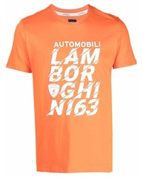 Мужская оранжевая футболка с круглым вырезом с принтом от Automobili Lamborghini