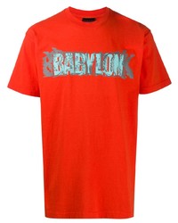 Мужская оранжевая футболка с круглым вырезом с принтом от Babylon LA