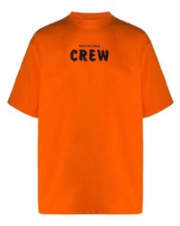 Мужская оранжевая футболка с круглым вырезом с принтом от Balenciaga