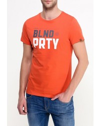 Мужская оранжевая футболка с круглым вырезом с принтом от BLEND