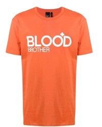 Мужская оранжевая футболка с круглым вырезом с принтом от Blood Brother