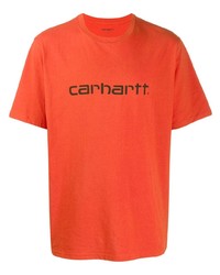 Мужская оранжевая футболка с круглым вырезом с принтом от Carhartt WIP