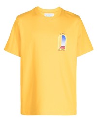 Мужская оранжевая футболка с круглым вырезом с принтом от Casablanca