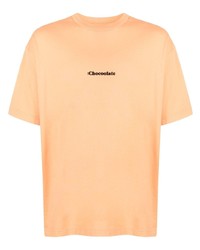 Мужская оранжевая футболка с круглым вырезом с принтом от Chocoolate