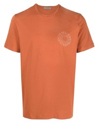 Мужская оранжевая футболка с круглым вырезом с принтом от Corneliani