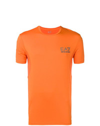 Мужская оранжевая футболка с круглым вырезом с принтом от Ea7 Emporio Armani