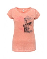Женская оранжевая футболка с круглым вырезом с принтом от Emoi
