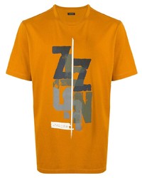 Мужская оранжевая футболка с круглым вырезом с принтом от Ermenegildo Zegna