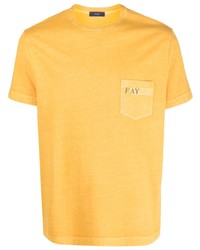 Мужская оранжевая футболка с круглым вырезом с принтом от Fay