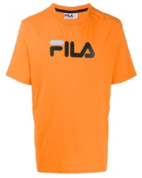 Мужская оранжевая футболка с круглым вырезом с принтом от Fila