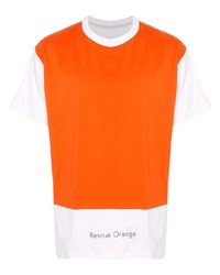 Мужская оранжевая футболка с круглым вырезом с принтом от Fumito Ganryu