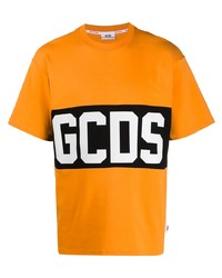 Мужская оранжевая футболка с круглым вырезом с принтом от Gcds