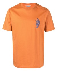 Мужская оранжевая футболка с круглым вырезом с принтом от Gieves & Hawkes