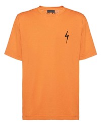 Мужская оранжевая футболка с круглым вырезом с принтом от Giuseppe Zanotti