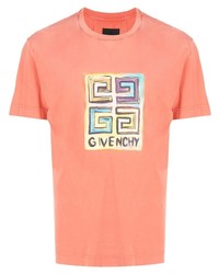 Мужская оранжевая футболка с круглым вырезом с принтом от Givenchy