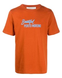 Мужская оранжевая футболка с круглым вырезом с принтом от Golden Goose