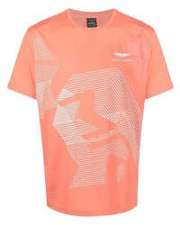 Мужская оранжевая футболка с круглым вырезом с принтом от Hackett