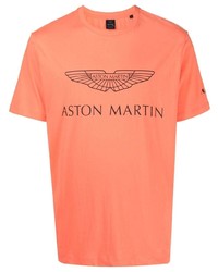 Мужская оранжевая футболка с круглым вырезом с принтом от Hackett