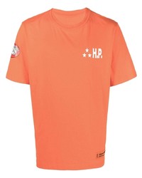 Мужская оранжевая футболка с круглым вырезом с принтом от Heron Preston