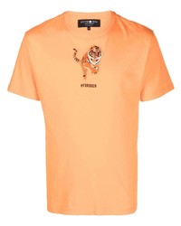 Мужская оранжевая футболка с круглым вырезом с принтом от Hydrogen