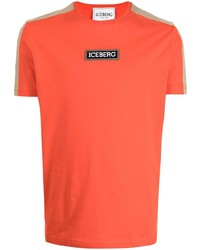 Мужская оранжевая футболка с круглым вырезом с принтом от Iceberg