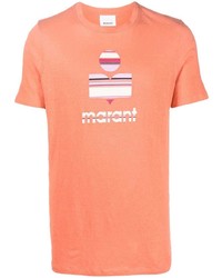 Мужская оранжевая футболка с круглым вырезом с принтом от Isabel Marant