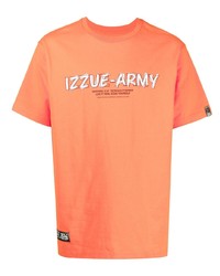 Мужская оранжевая футболка с круглым вырезом с принтом от Izzue
