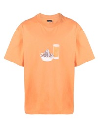 Мужская оранжевая футболка с круглым вырезом с принтом от Jacquemus