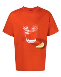 Мужская оранжевая футболка с круглым вырезом с принтом от Jacquemus