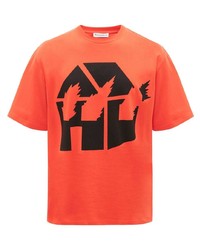 Мужская оранжевая футболка с круглым вырезом с принтом от JW Anderson