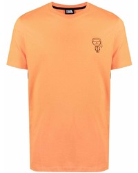 Мужская оранжевая футболка с круглым вырезом с принтом от Karl Lagerfeld