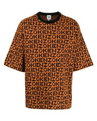 Мужская оранжевая футболка с круглым вырезом с принтом от Kenzo