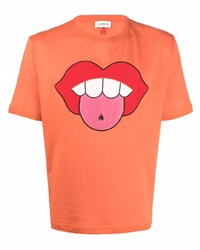 Мужская оранжевая футболка с круглым вырезом с принтом от Lanvin
