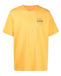 Мужская оранжевая футболка с круглым вырезом с принтом от Levi's