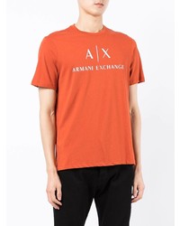 Мужская оранжевая футболка с круглым вырезом с принтом от Armani Exchange