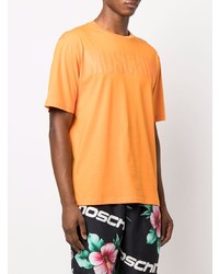 Мужская оранжевая футболка с круглым вырезом с принтом от Moschino