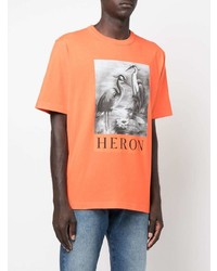 Мужская оранжевая футболка с круглым вырезом с принтом от Heron Preston