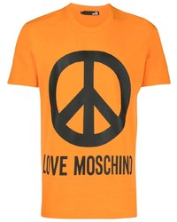 Мужская оранжевая футболка с круглым вырезом с принтом от Love Moschino