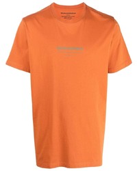 Мужская оранжевая футболка с круглым вырезом с принтом от Maharishi