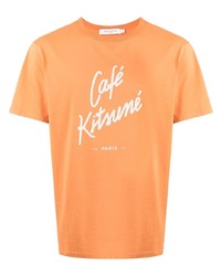 Мужская оранжевая футболка с круглым вырезом с принтом от MAISON KITSUNÉ