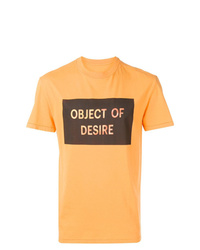 Мужская оранжевая футболка с круглым вырезом с принтом от Maison Margiela