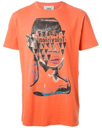 Мужская оранжевая футболка с круглым вырезом с принтом от Marc Jacobs