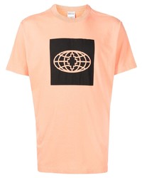 Мужская оранжевая футболка с круглым вырезом с принтом от Marcelo Burlon County of Milan