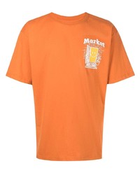 Мужская оранжевая футболка с круглым вырезом с принтом от MARKET