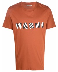 Мужская оранжевая футболка с круглым вырезом с принтом от Marni